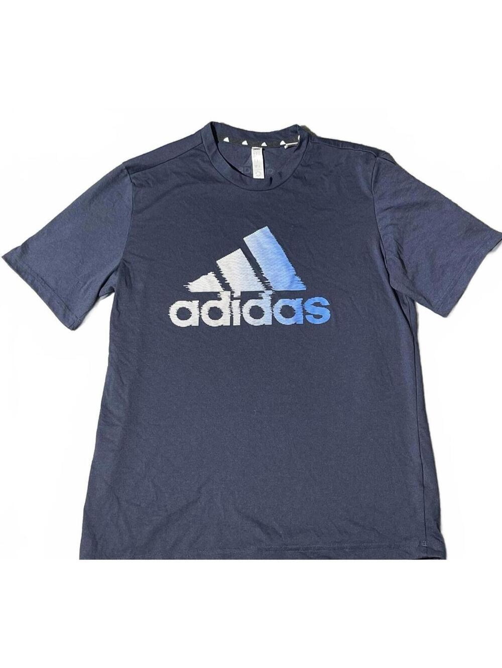 Adidas Men's Graphic Aeroready T-Shirt - Size Small - Navy Blue Large Logo